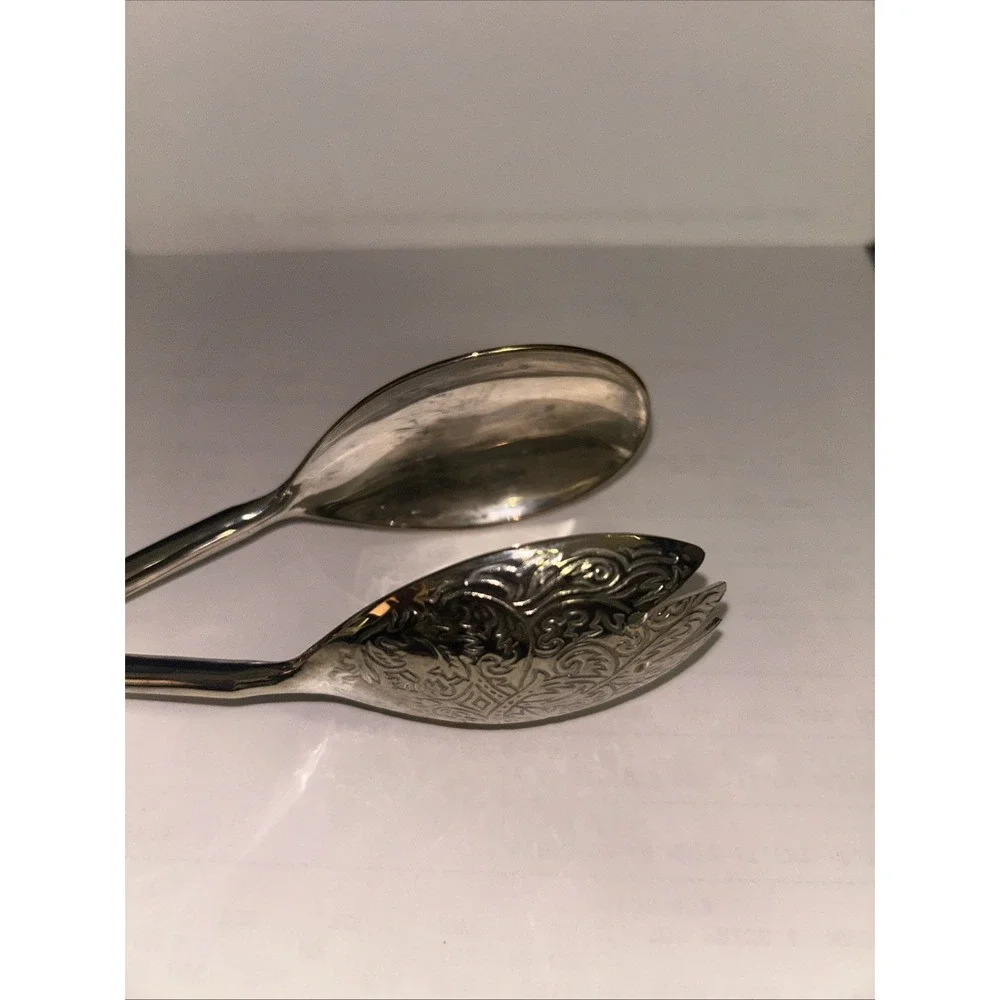 EP ZINC Ornate Vintage Silver Plated Scissor Style Pastry Salad Tongs Italy 8.5
